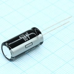 Конденсатор алюминиевый электролитический 470мкФ 50В 20% (10 X 20мм) радиальные выводы 5мм 530мА 2000час 105°С автомобильного применения Россыпь