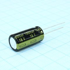 Конденсатор алюминиевый электролитический ● Low impedance 1000мкФ 16В 20% (10 X 20мм) радиальные выводы 5мм 2180мА 5000час 105°С Россыпь