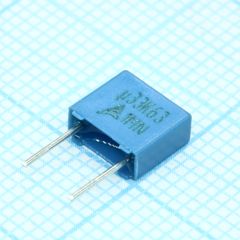 Конденсатор металлоплёночный полиэтилентерефталатный 0.33мкФ 63В ±10% (7.3х3х6.5мм) шаг выводов 5мм 125°С автомобильного применения россыпь