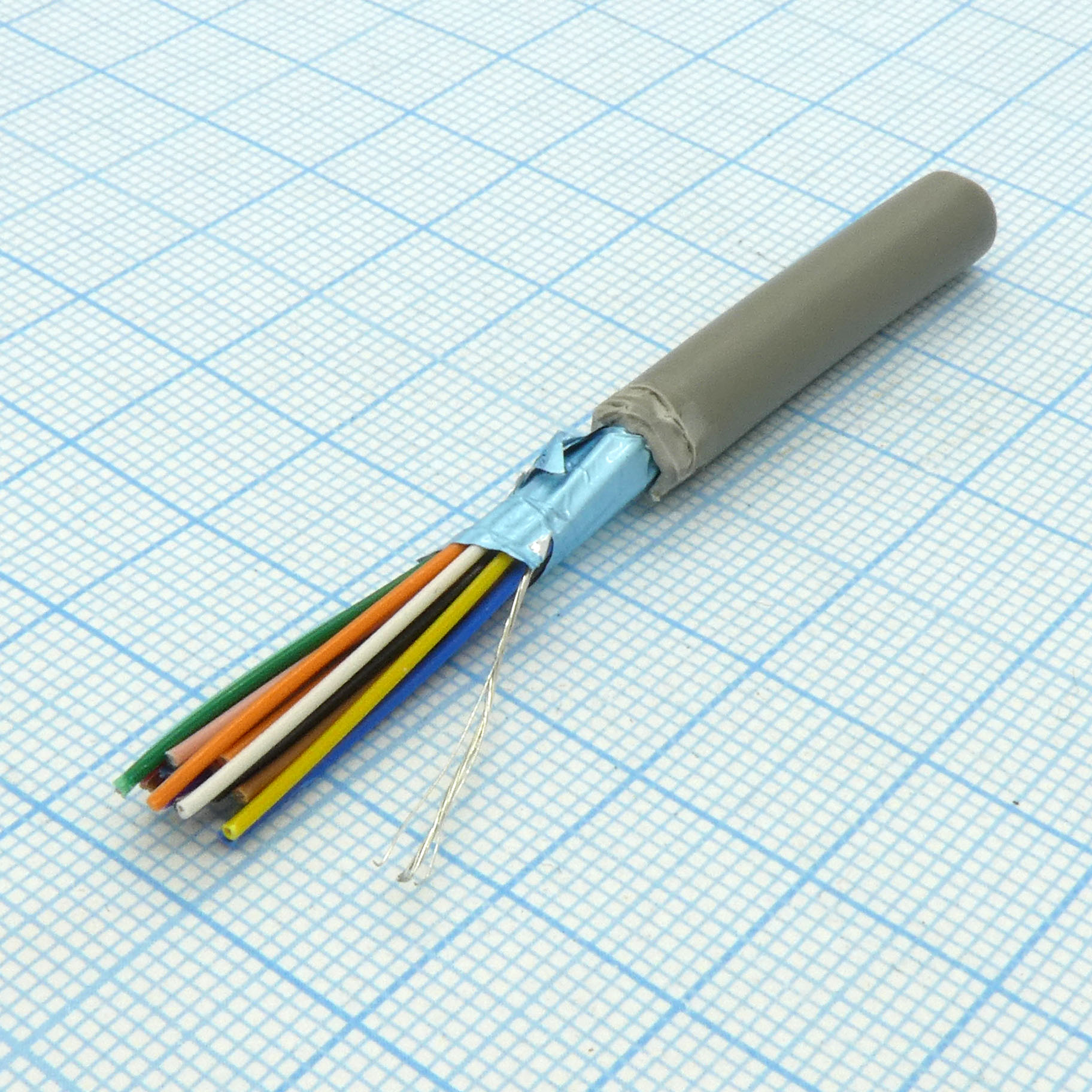 Кабель коммуникационный 25 проводов, бухта 50м, экранированный, 28AWG, серый, цена за 1м.