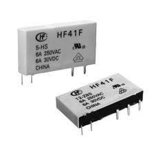 Сверхминиатюрное силовое реле серия HF41F SPDT (6А одна контактная группа-два направления) катушка 12В вертикальный монтаж
