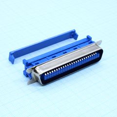 Разъем Centronics, вилка 50 контактов на кабель, синий изолятор