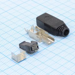 Разъем Mini USB A вилка 4 контакта на кабель под пайку