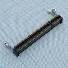 Разъем DDR, DIMM, Шаг: 0.6 мм; Контакты: 200; Монтаж: поверхностный; Расположение: угловое