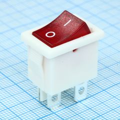 Выключатель клавишный 6А 250В ON-OFF 4 Pin -белый- с красной подсветкой