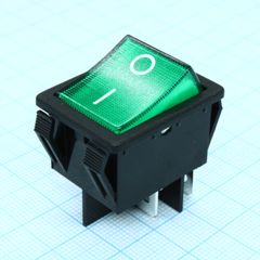 Выключатель клавишный  16А 250В ON-OFF 4 Pin -зеленый-
