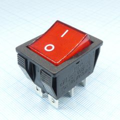 переключатель клавишный 2хON-ON 250В 16А с кр.подсветкой(аналог B127B)