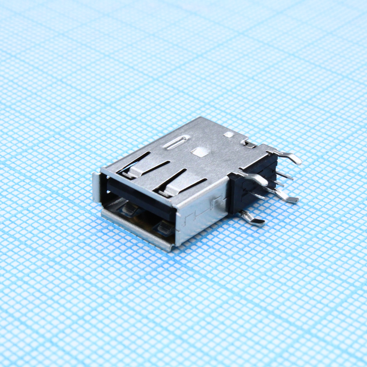 Разъем USB, Тип A, USB 2.0, розетка угловая, 4 контакта лоток