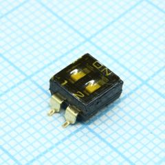 Переключатель DIP 2 группы 0.025А 24В для поверхностного монтажа 1000 циклов шаг 2.54мм туба