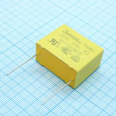 Пленочный помехоподавляющий конденсатор X2, 2.2uF ±10%, 310VAC, радиальные выводы с шагом 27.5mm, (30 x 14 x 25mm)