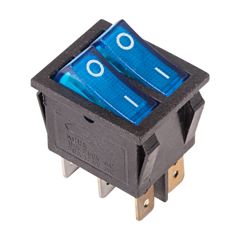Выключатель клавишный двойной с подсветкой ON-OFF (6c) 15А 250В