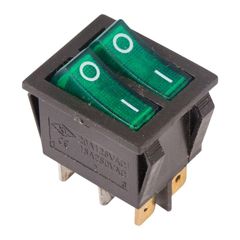 Выключатель клавишный двойной с подсветкой ON-OFF (6c) 15А 250В
