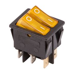 Выключатель клавишный двойной с подсветкой ON-OFF (6c) 15А 250В