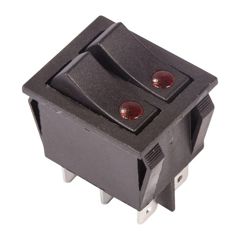 Выключатель клавишный двойной с подсветкой ON-OFF (6c) 15А 250В