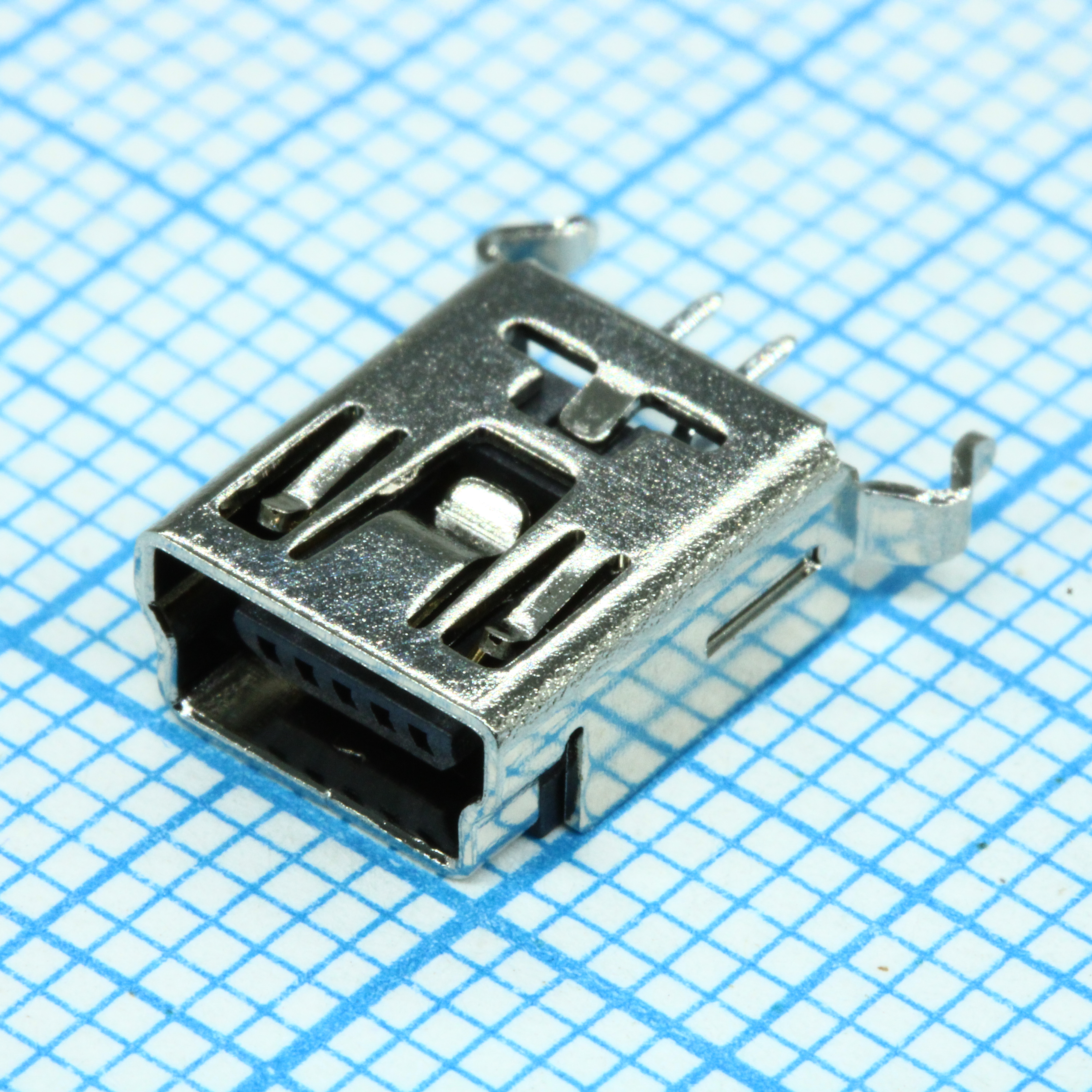 Разъем mini USB, розетка тип B 5 контактов вертикальная