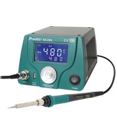 Паяльная станция с микропроцессорным контролем температуры 30-480°C ±2°С, паяльник 60Вт, спящий режим, разъем USB