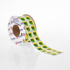 Маркировочная наклейка, для токоведущих шин и электрооборудования, диаметр 15 мм, цвет желто-зеленый, Наклеек в ряду - 2, для принтера: RT200, RT230, в упаковке 3600 наклеек