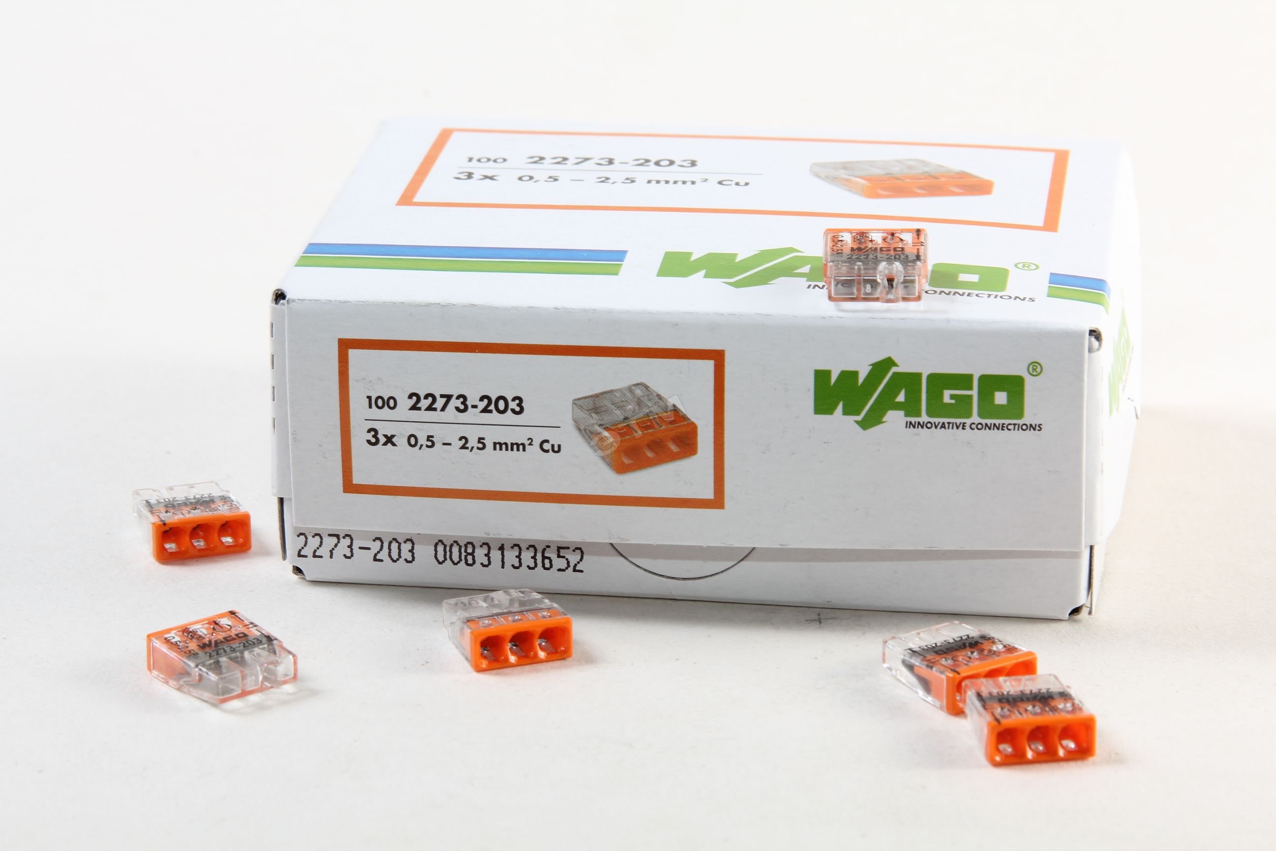 Клемма серия 2273  3 проводника 0.5-2.5 мм2  AWG 18-14