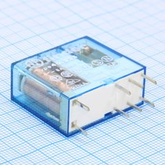 Миниатюрное универсальное электромеханическое реле; монтаж на
 печатную плату или в розетку; выводы с шагом 5мм; 2CO 8A; контакты AgNi; катушка 110В DC (чувствит.); степень защиты RTII