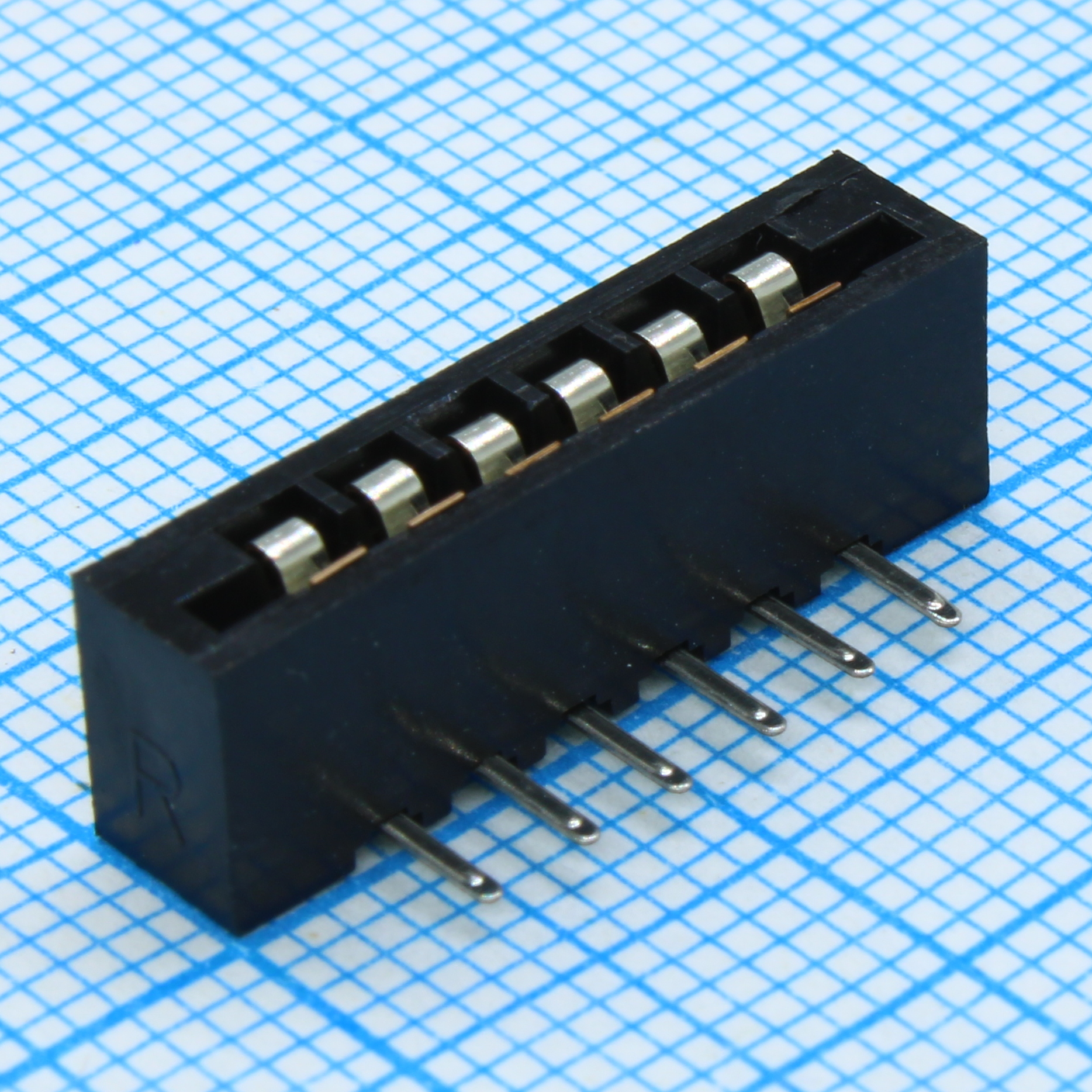 FPC разъем для шлейфа на плату угловой 6pin, шаг 2.54мм