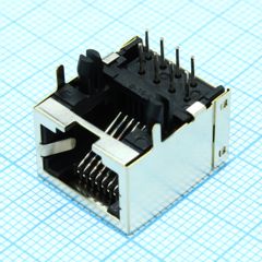 Розетка 8P8C (RJ45) на плату угловая полностью экранированная
