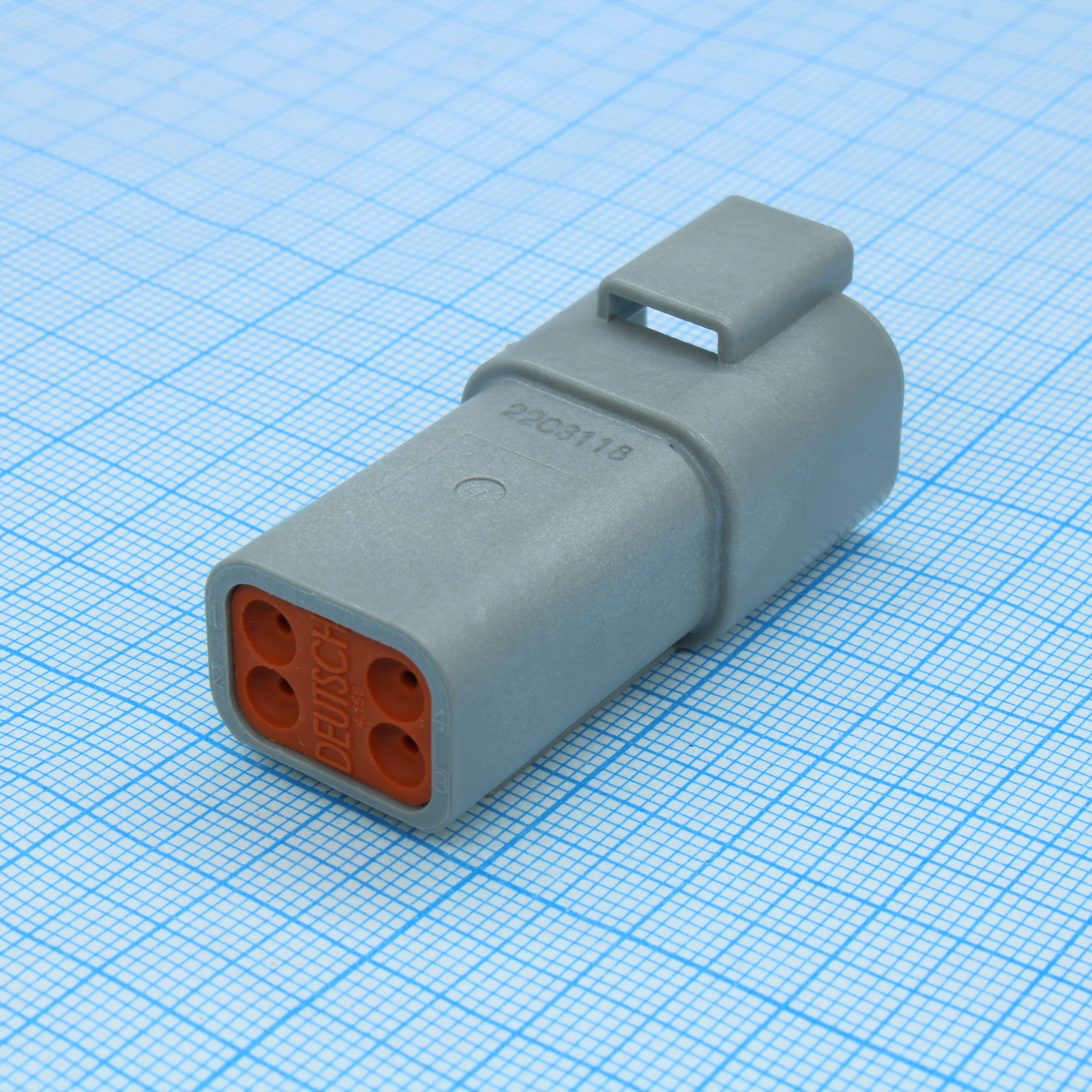 DT Series Contact Size 16 4 Way Gray Receptacle Housing