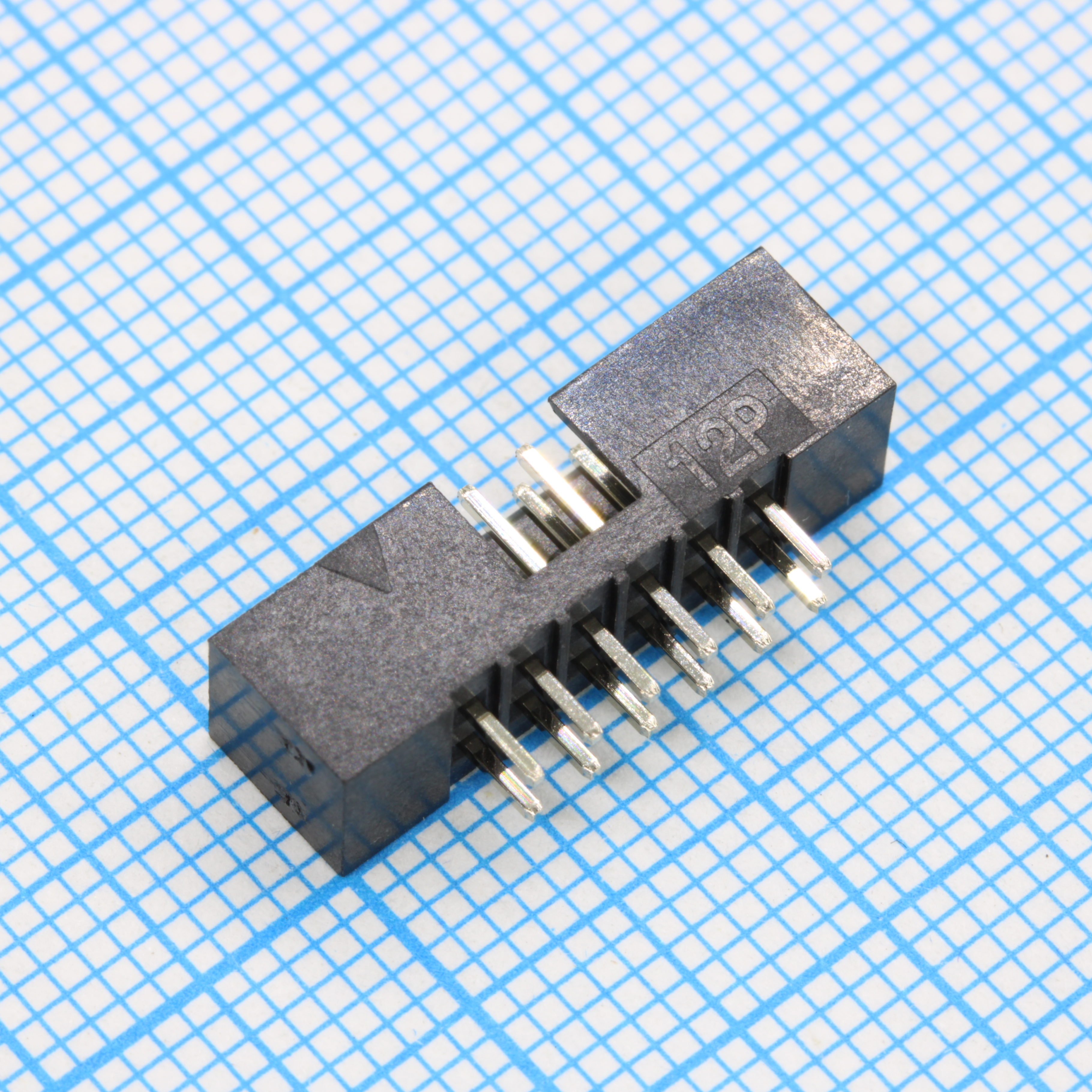 IDC2 разъем, вилка на плату прямая двухрядная 12pin(2x6)., шаг 2.00мм