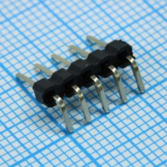 Соединитель штыревой, вилка на плату однорядная угловая 5pin(1x5), шаг 2.54мм (A=3mm, B=6mm, C=6.07mm), тип - D