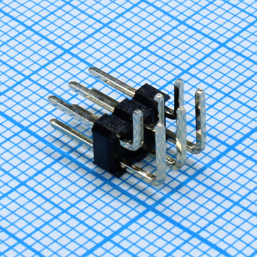 Соединитель штыревой, вилка на плату двухрядная угловая 6pin(2x3), шаг 2.54мм