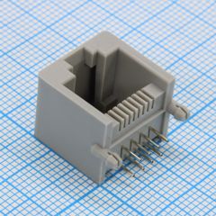 Розетка 8P8C (RJ45) на плату угловая, с ушами, цвет серый