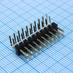Соединитель штыревой, вилка на плату двухрядная угловая 20pin(2x10), шаг 2.54мм