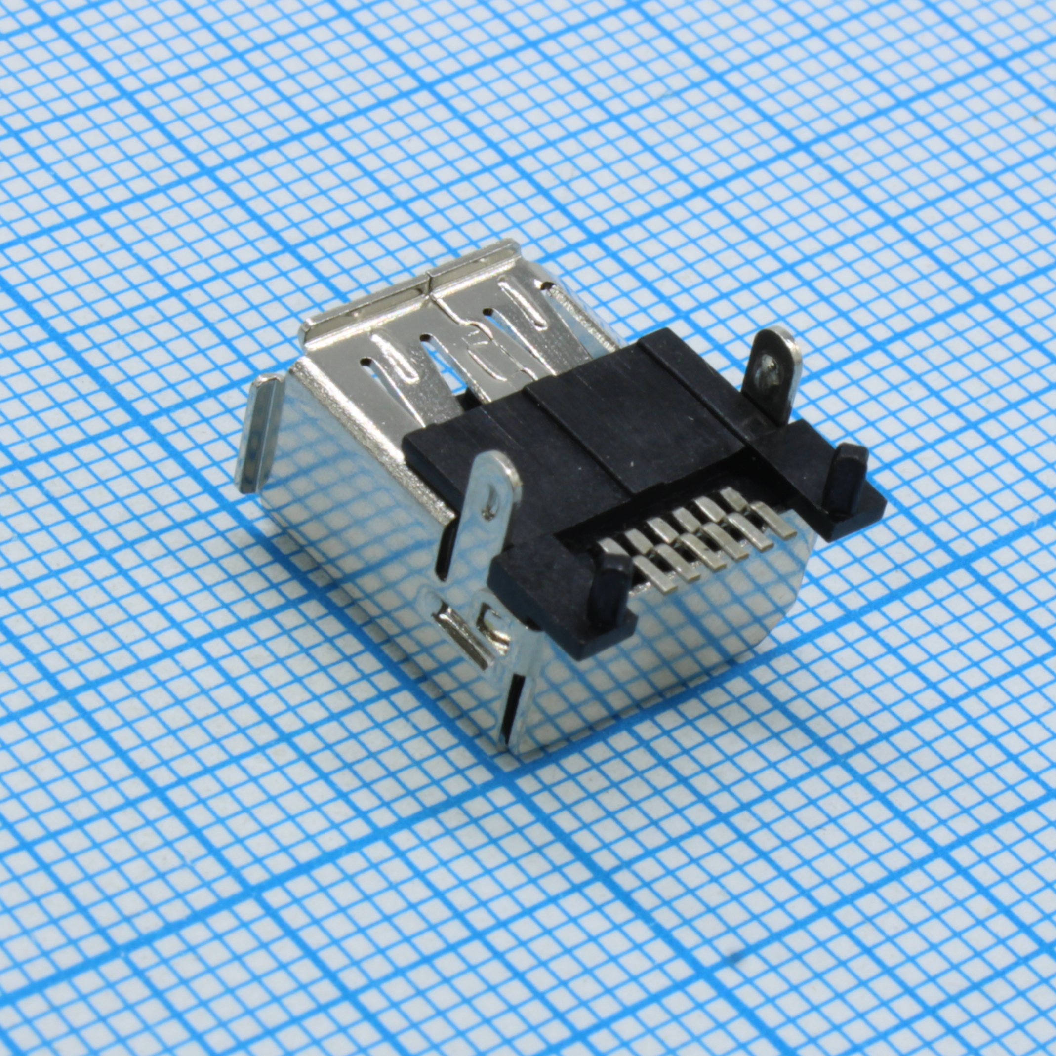 Разъем IEEE-1394 розетка 6 контактов угловая на плату, монтаж SMT
