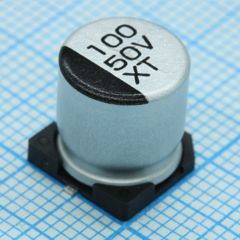 Конденсатор алюминиевый электролитический 63В 100мкФ ±20%, SMD 10*10.5мм 196мА 2000ч, -55…+105°C