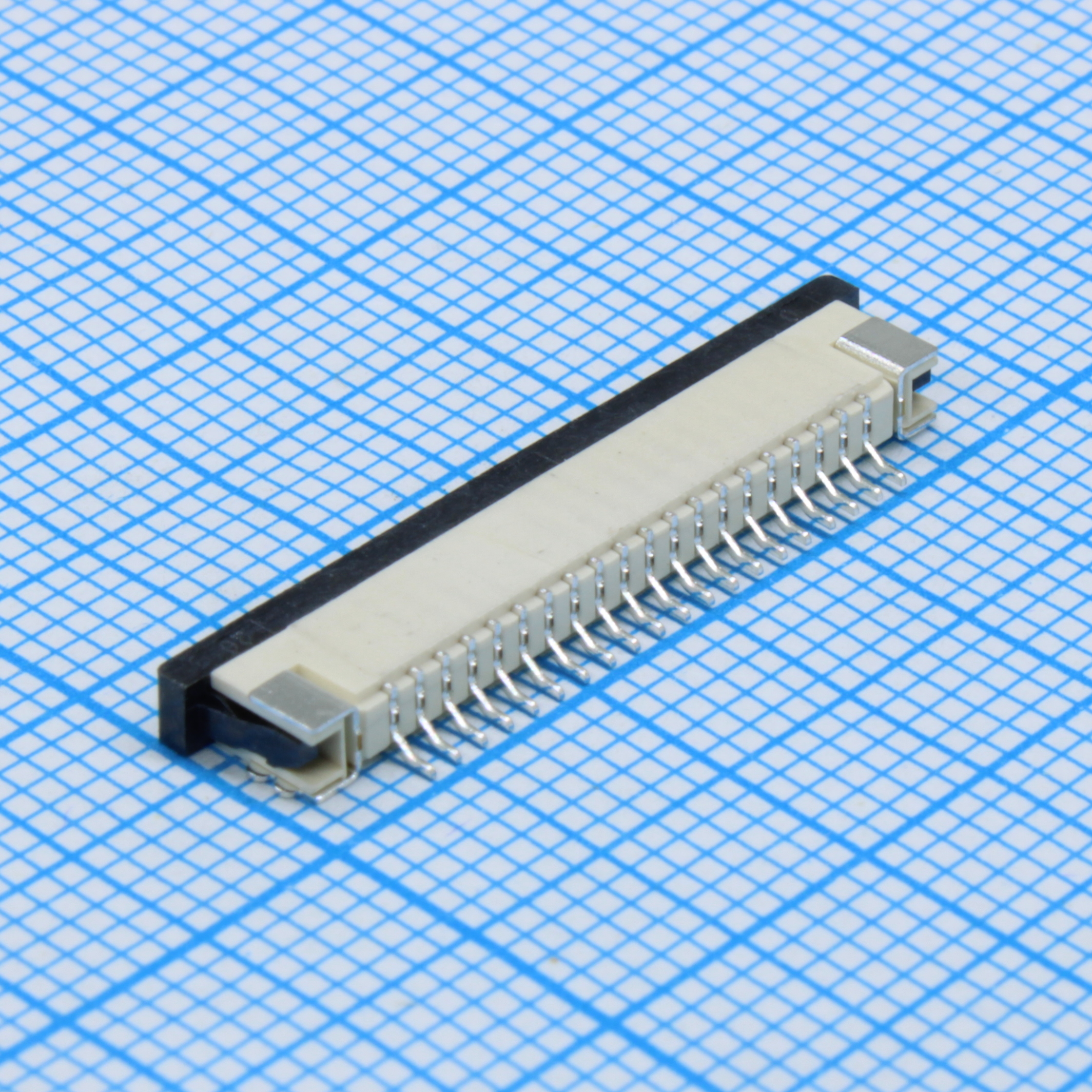 FPC разъем для шлейфа на плату, поверхностный монтаж 20pin, шаг 1.00мм (контакты снизу)