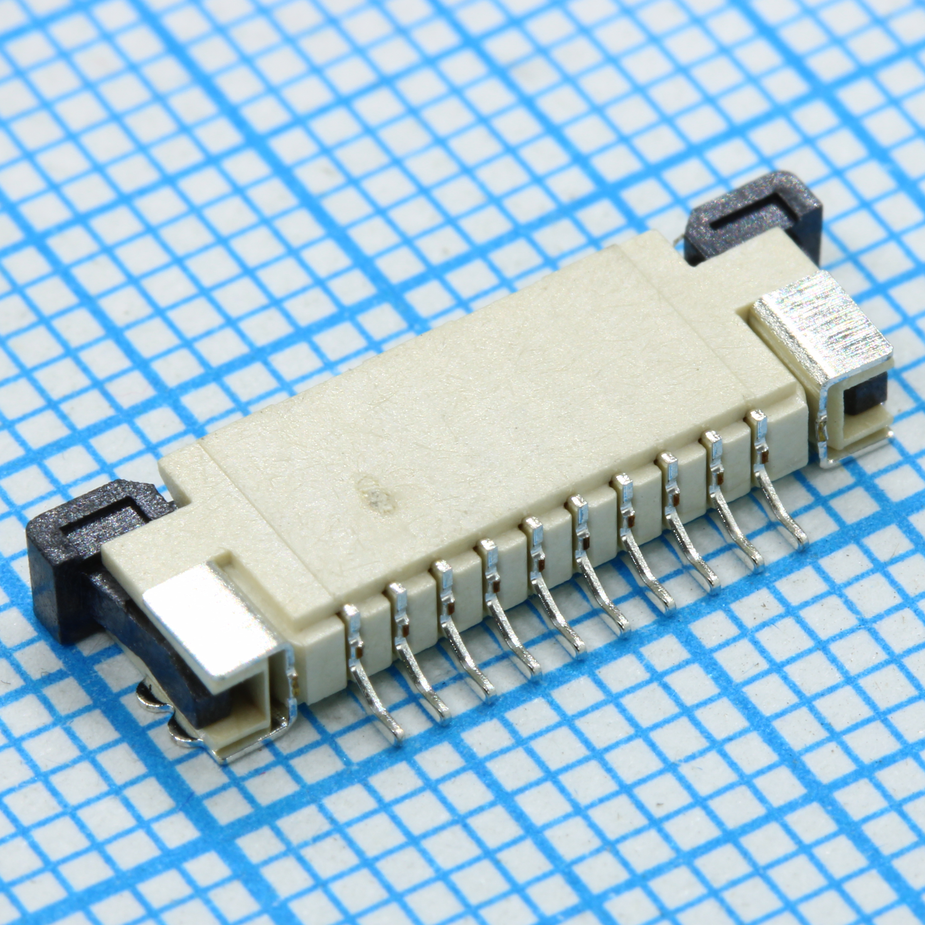 FPC разъем для шлейфа на плату, поверхностный монтаж 10pin, шаг 1.00мм (контакты сверху)