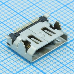 Соединитель HDMI 19 контактов шаг 0.4мм угловой SMD 19 терминалов 1 порт лента на катушке