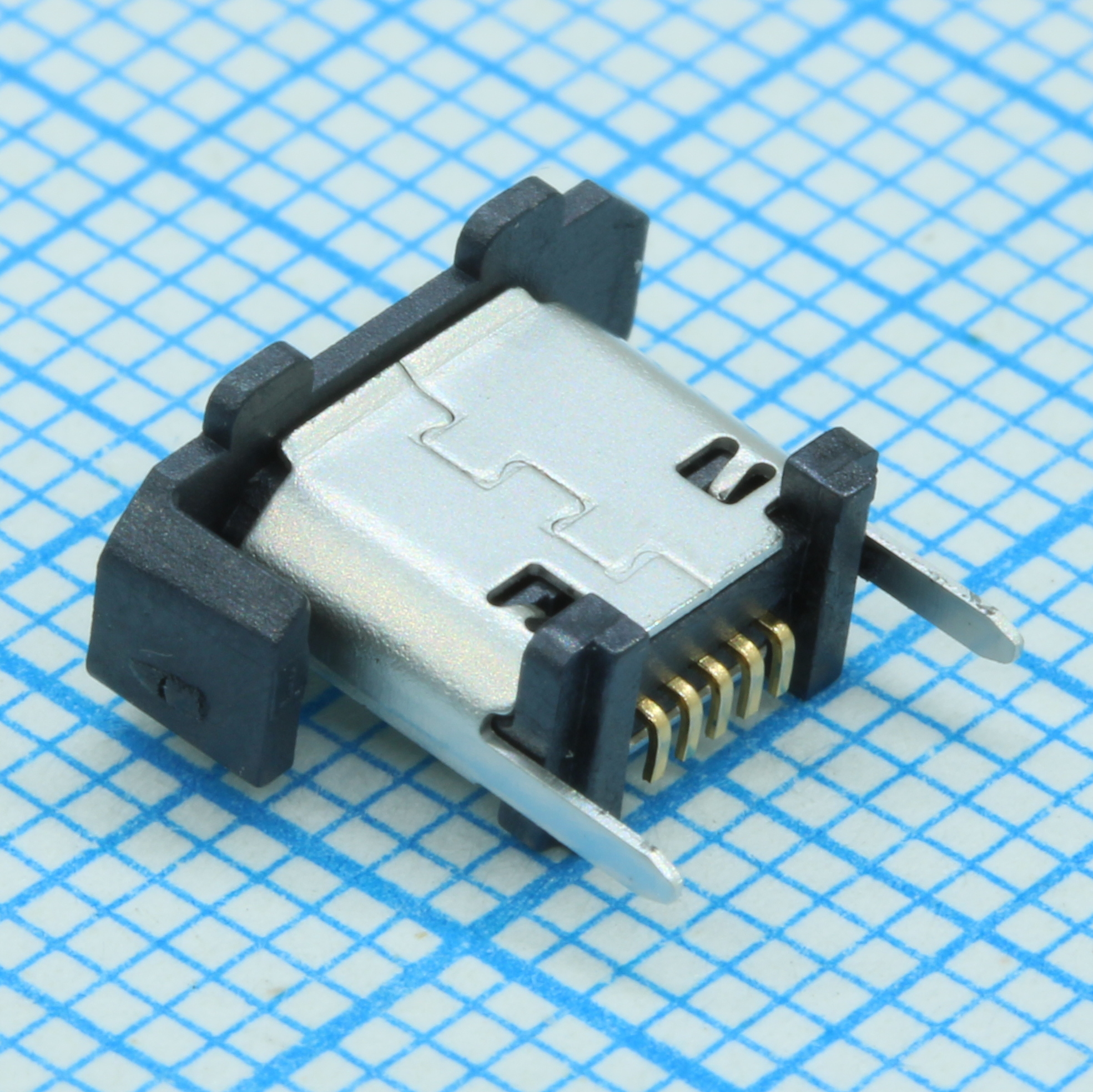 Разъем микро USB тип B 2 контакта питания /3 сигнальных контакта SMD 5 терминалов 2 порта лента на катушке