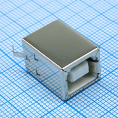 Разъем USB B розетка прямая на плату, белый изолятор, монтаж в отверстия