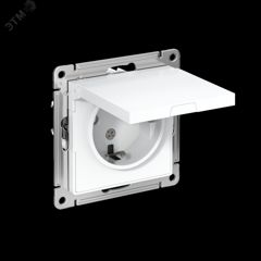 Розетка 1-м СП AtlasDesign 16А IP20 с заземл. защ. шторки с крышкой механизм бел. SE ATN000146