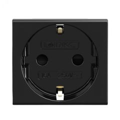Розетка 1-м 2мод. Viva 16А IP20 2P+E с заземл. защ. шторки черн. 45205