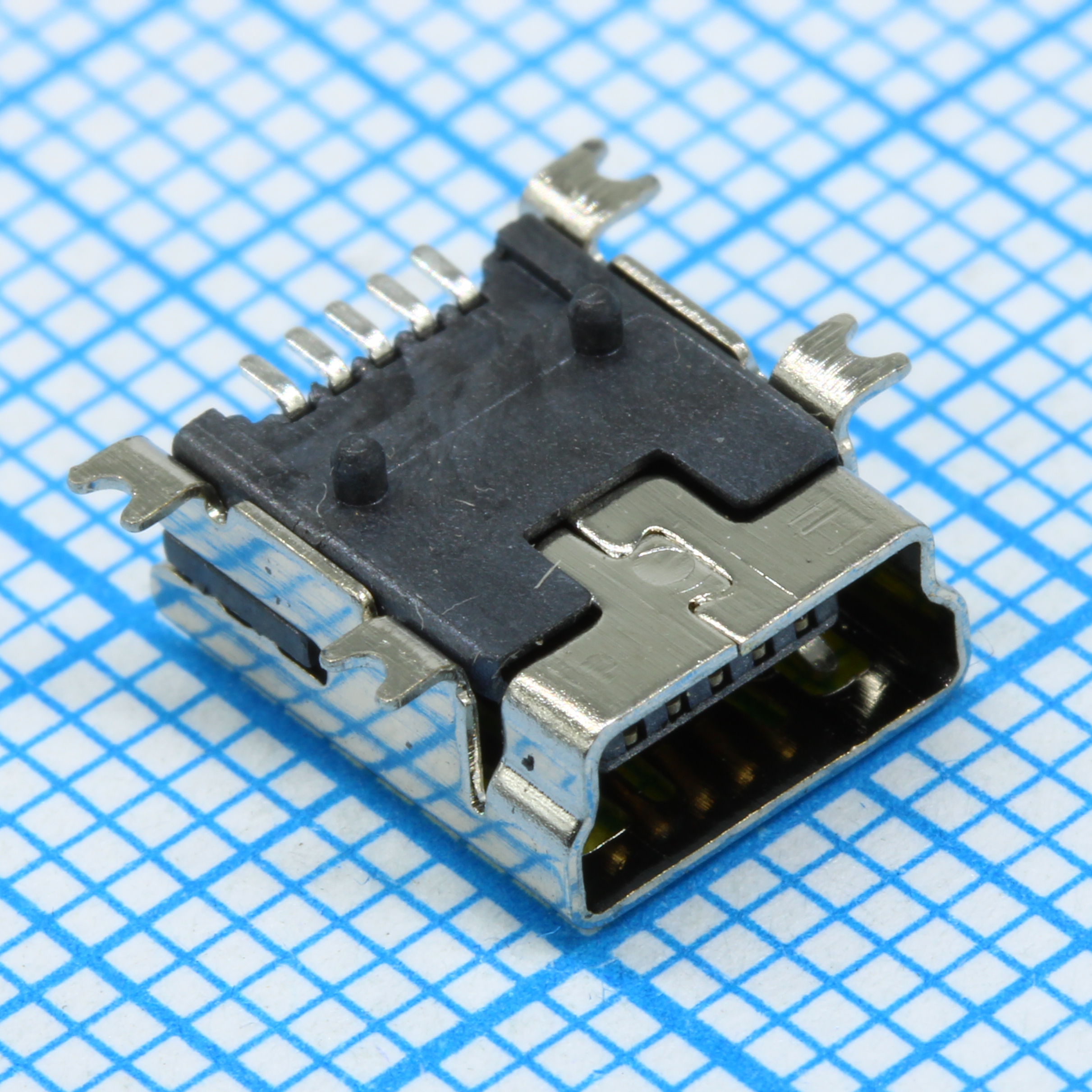 Разъем mini USB, розетка угловая SMD лента на катушке
