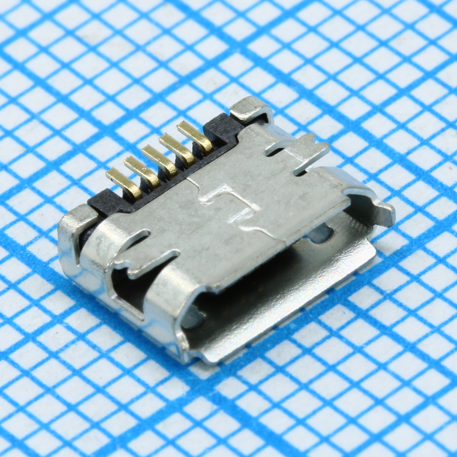 Разъем микро USB тип B (розетка) угловой на плату (SMT)