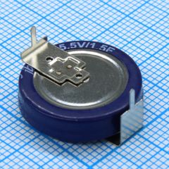 Ионистор стандартный мини 5,5V, 1.5F, -25...+70°C, 1000h, 18.7x6mm, горизонтального исполнения
