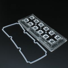 Групповая прямоугольная линза 2x6 на 12 светодиодов 3030/3535/5050, эфф=93%, 60°(квадрат), 173x71.4мм H:7,95мм, PMMA, обновленная версия.