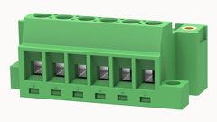 Вилочный разъем, PCB, на кабель, угол 90 град., с монтажными фланцами,монтаж на поверхность,шаг 5,08 мм, 6 полюсов, сечение проводников: 0.2 - 2.5 мм кв., 320V, 12А, цвет: зеленый, серия 2EDG-DBM