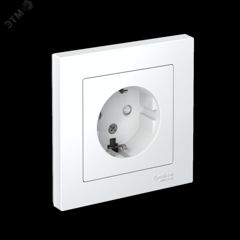 Розетка 1-м СП AtlasDesign 16А IP20 с заземл. защ. шторки в сборе бел. SE ATN000144