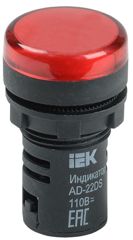 Лампа сигнальная d22-24V кр