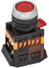 Кнопка ABLFS-22 d22мм 1з+1р 240В неон кр. BBT30-ABLFS-K04