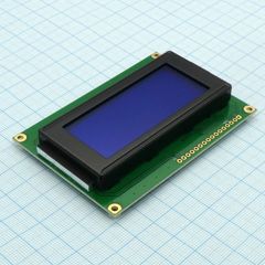 ЖКИ знакосинтезирующий 16 x 4, STN Синий Негативный/прозрачный, светодиодная подсветка белая, размеры 87x60 мм, видимая область 62x26 мм, питание 5В, -20...70°C, контактные площадки сверху 16 выводов