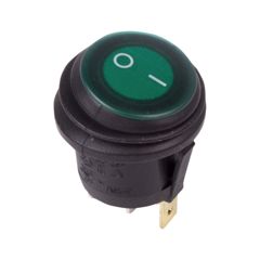 Переключатель ON-OFF с подсветкой 6A 250VAC 10000 циклов круглая кнопка зелёная IP54